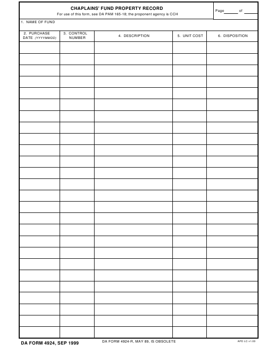 DA Form 4924 form preview