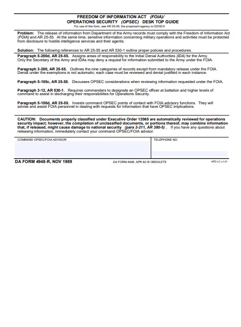 DA Form 4948-R form preview