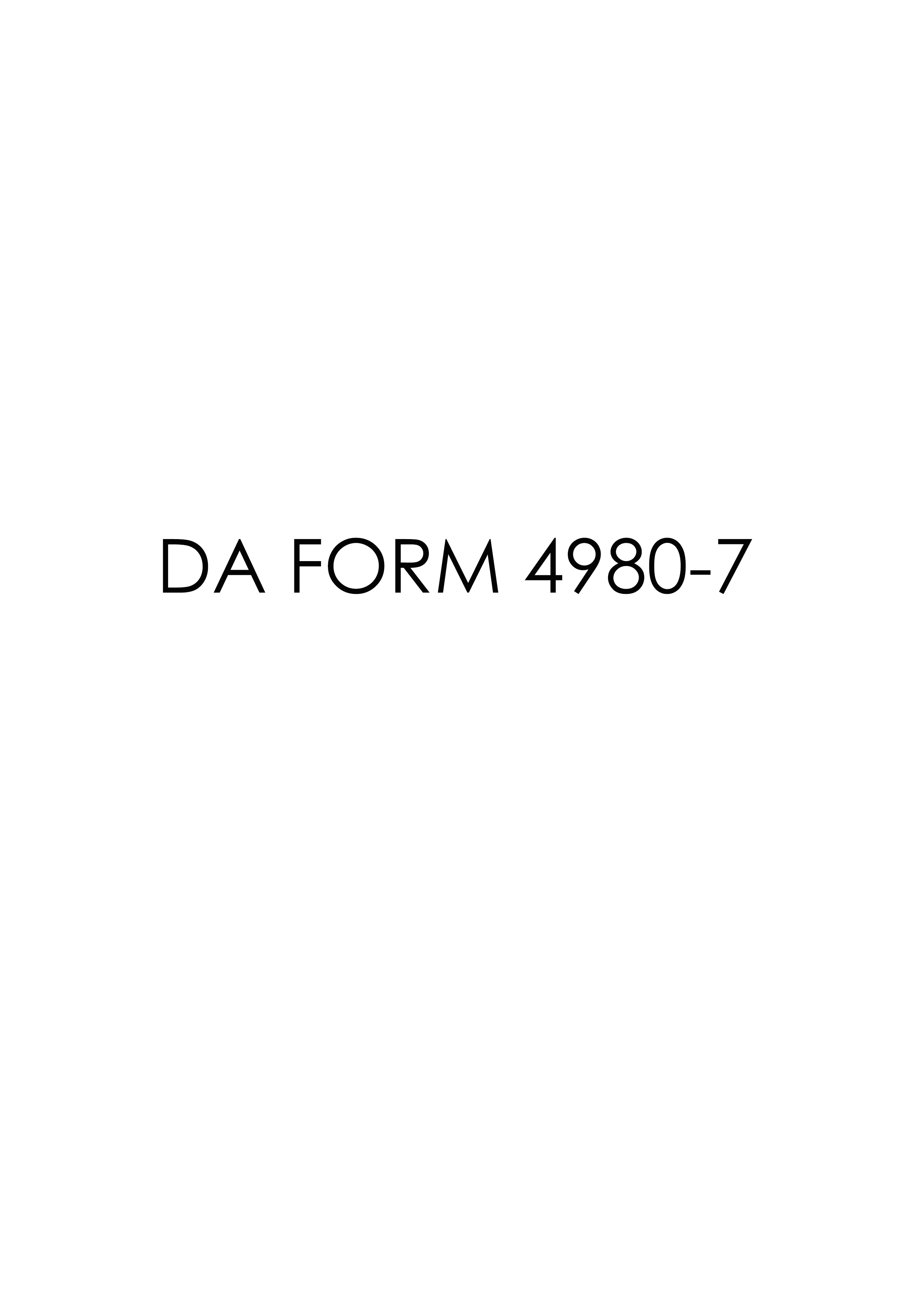 DA Form 4980-7 form preview