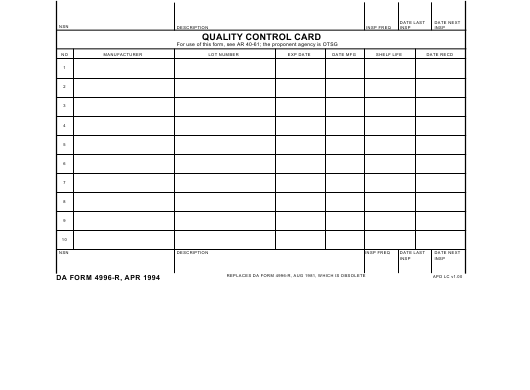DA Form 4996-R form preview