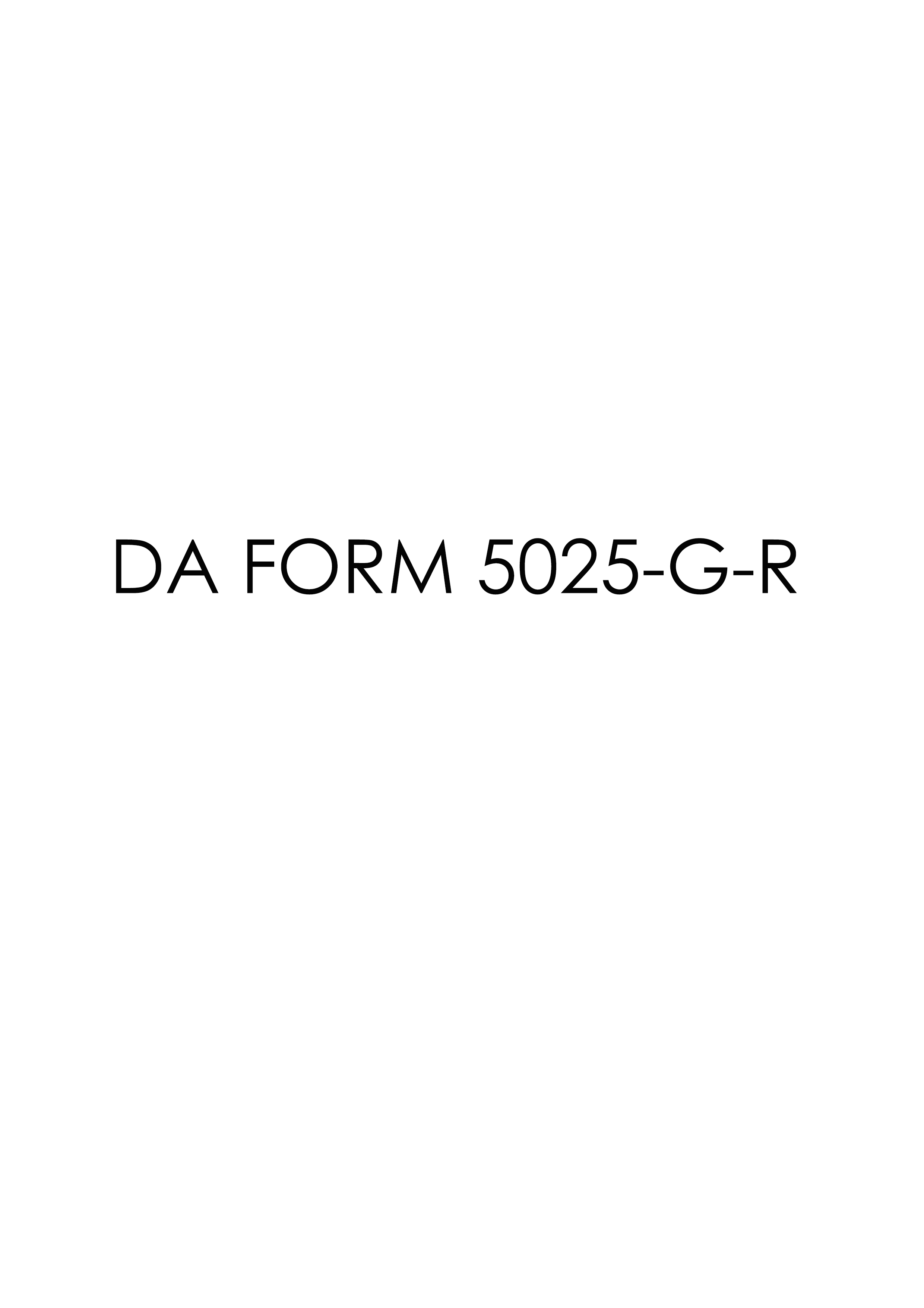 DA Form 5025-G-R form preview