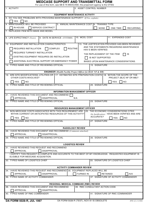 DA Form 5028-R form preview