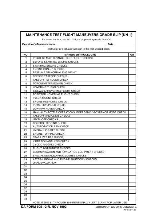 DA Form 5051-2-R form preview