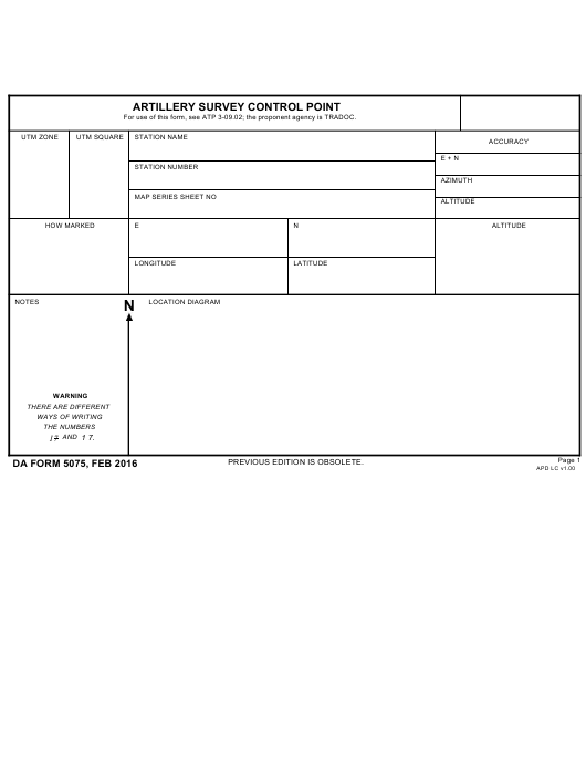 DA Form 5075 form preview