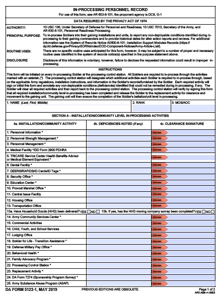 DA Form 5123-1 form preview