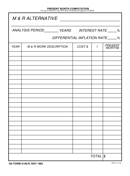 DA Form 5148-R form preview