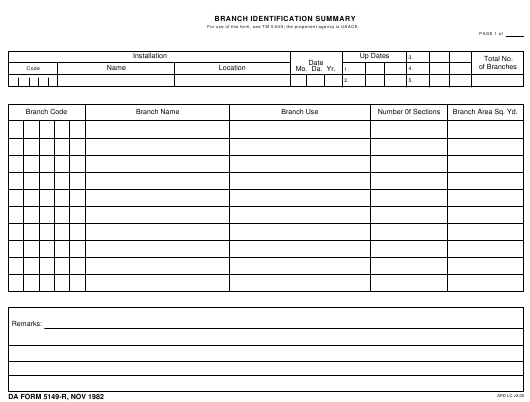 DA Form 5149-R form preview