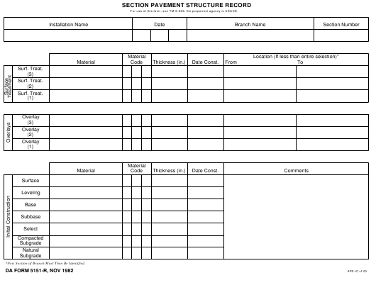 DA Form 5151-R form preview