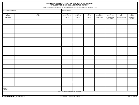 DA Form 5163 form preview