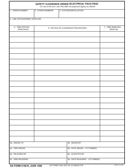 DA Form 5168-R form preview