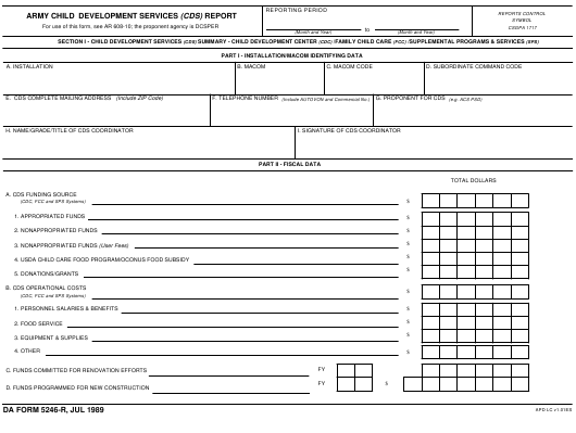 DA Form 5246-R form preview