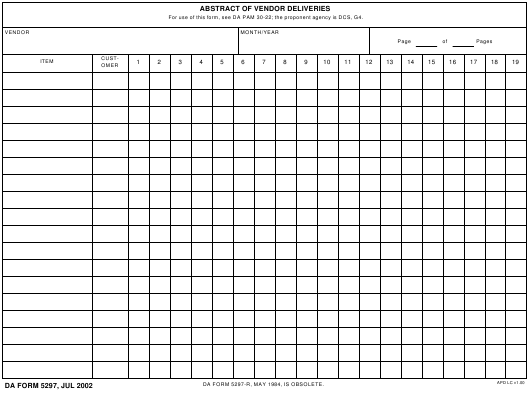DA Form 5297 form preview