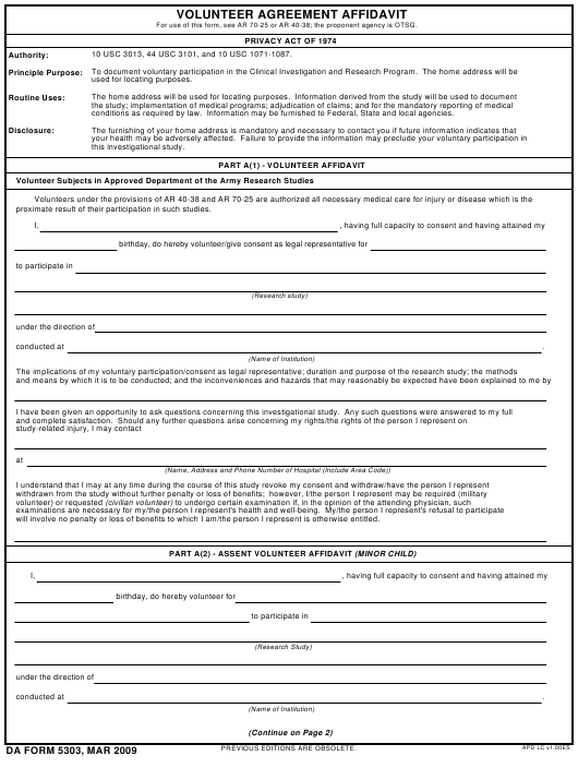 DA Form 5303 form preview