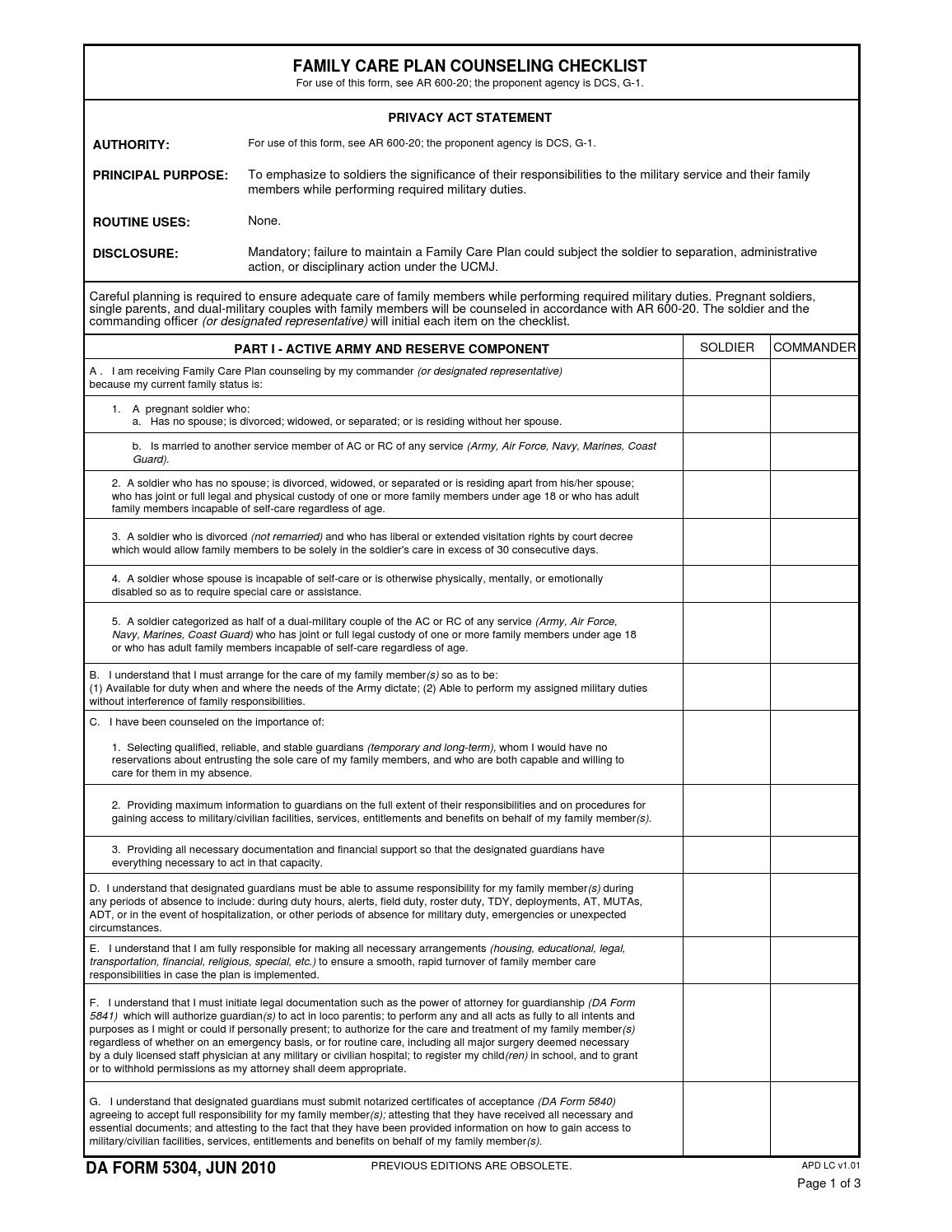 DA Form 5304 form preview