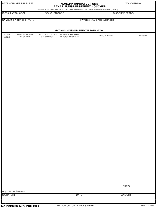 DA Form 5313-R form preview