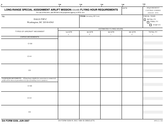 DA Form 5359 form preview