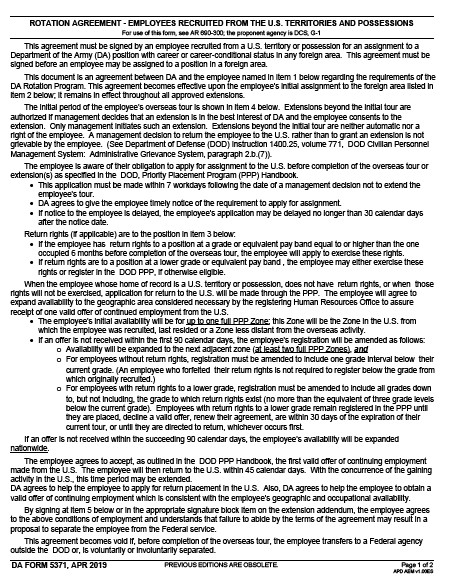 DA Form 5371 form preview