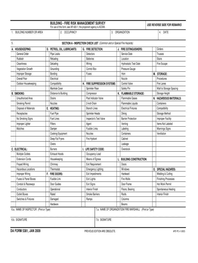 DA Form 5381 form preview