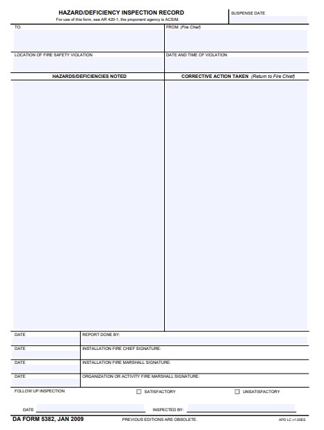 DA Form 5382 form preview