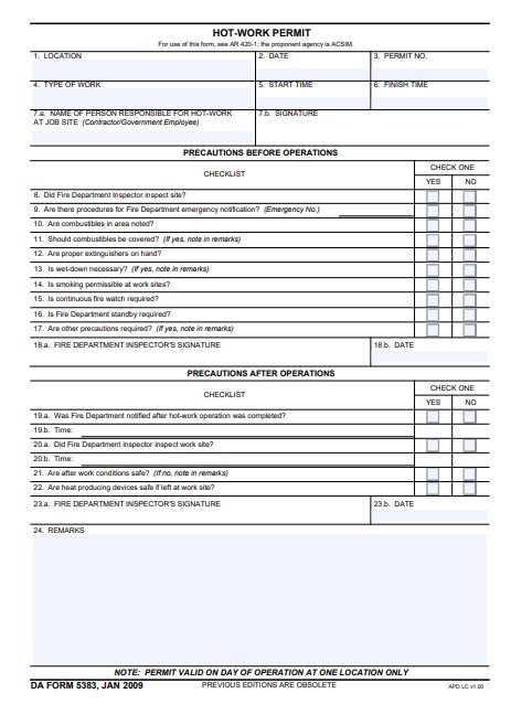 DA Form 5383 form preview