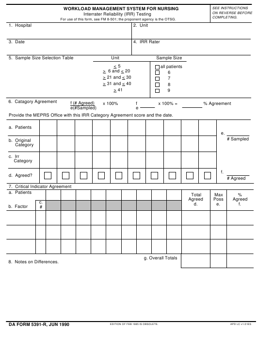 DA Form 5391-R form preview