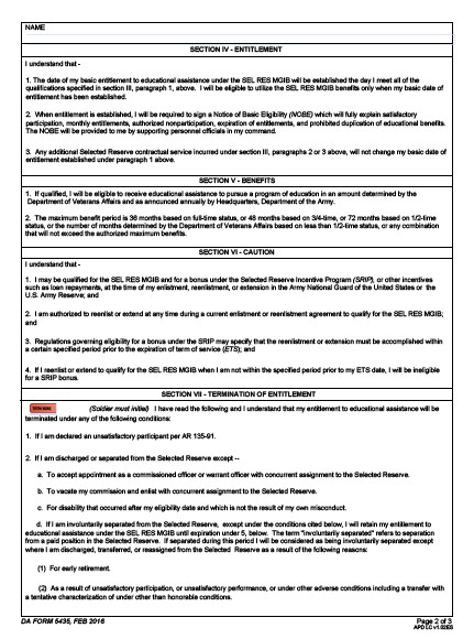 DA Form 5435 form preview