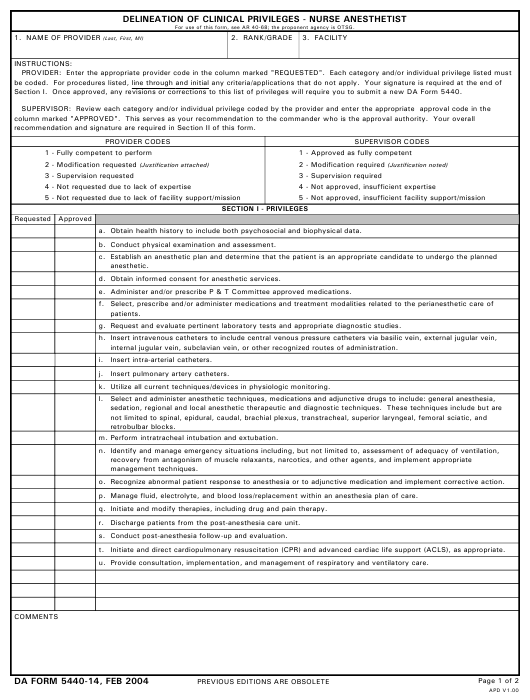 DA Form 5440-14 form preview