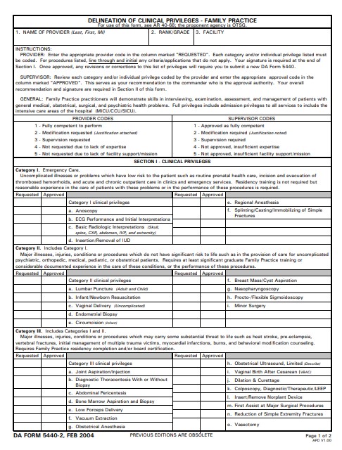 DA Form 5440-2 form preview