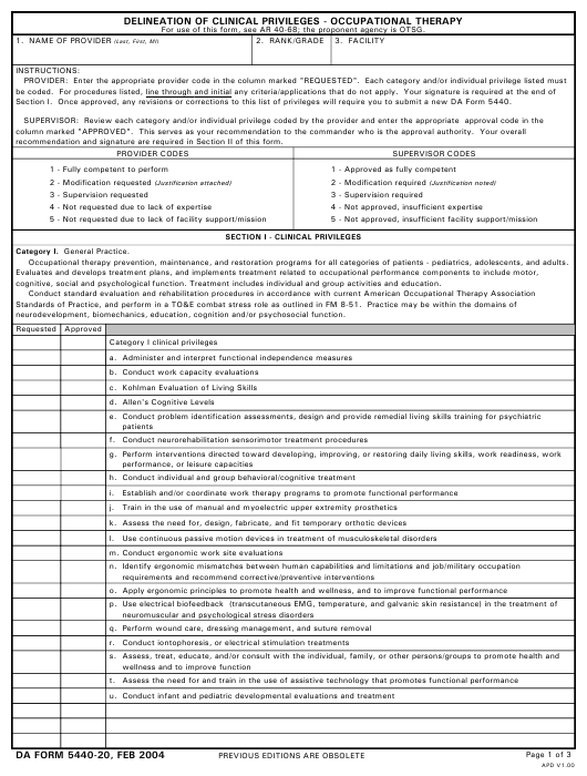DA Form 5440-20 form preview