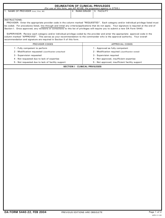 DA Form 5440-22 form preview