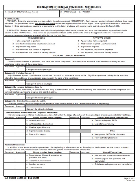 DA Form 5440-30 form preview