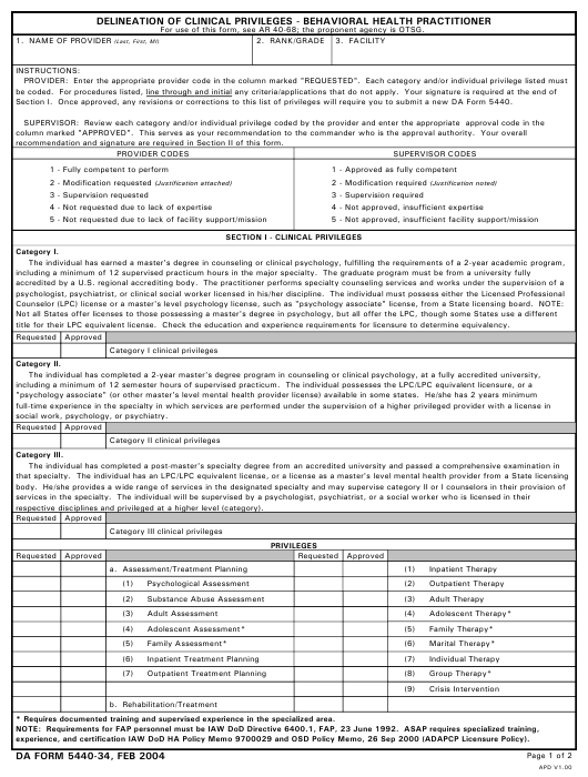 DA Form 5440-34 form preview