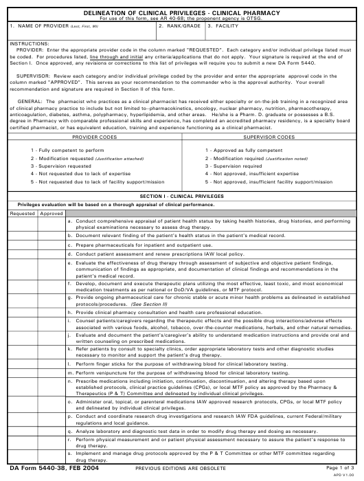 DA Form 5440-38 form preview