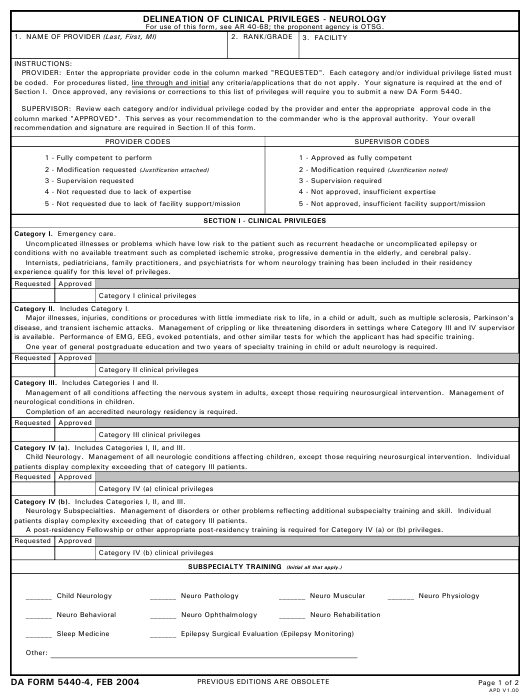 DA Form 5440-4 form preview