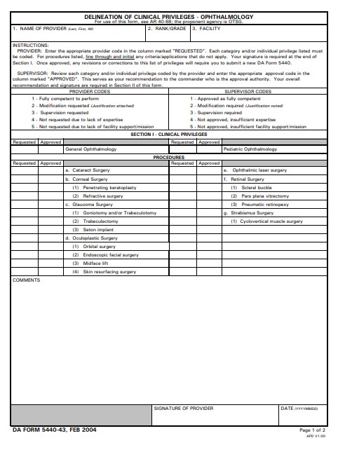 DA Form 5440-43 form preview