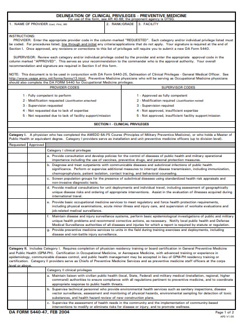 DA Form 5440-47 form preview