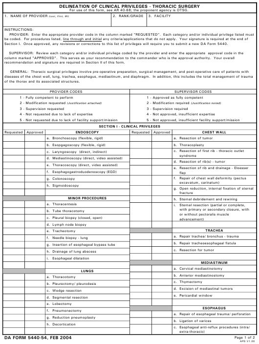 DA Form 5440-54 form preview