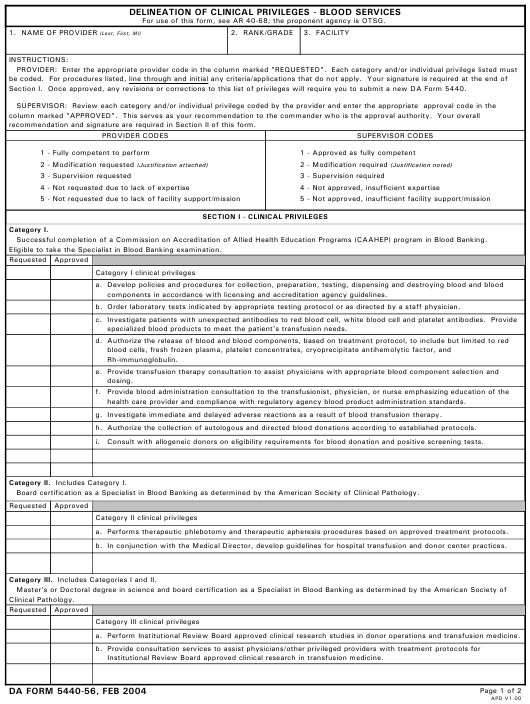 DA Form 5440-56 form preview