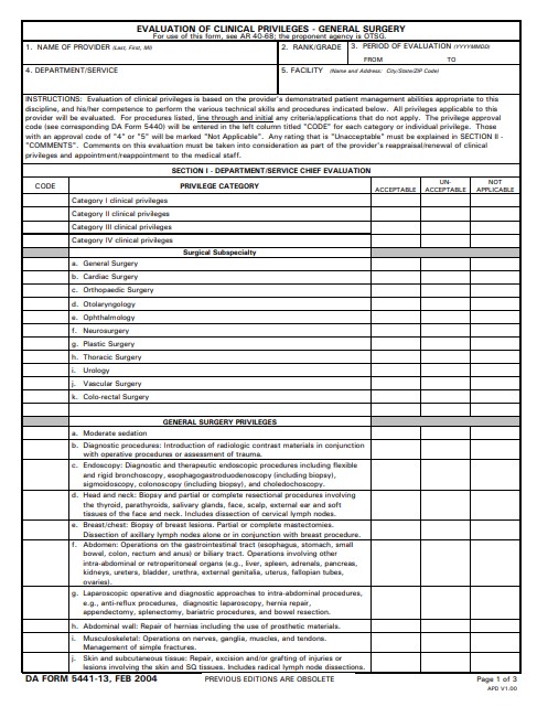 DA Form 5441-13 form preview