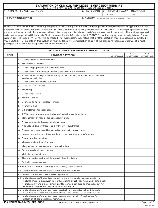 DA Form 5441-23 form preview