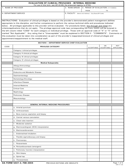 DA Form 5441-3 form preview