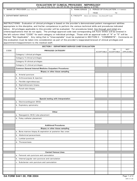 DA Form 5441-30 form preview