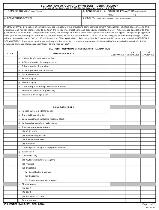 DA Form 5441-32 form preview
