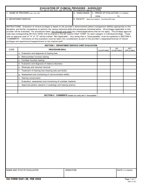 DA Form 5441-36 form preview