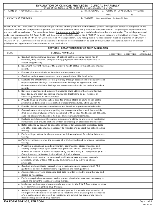 DA Form 5441-38 form preview
