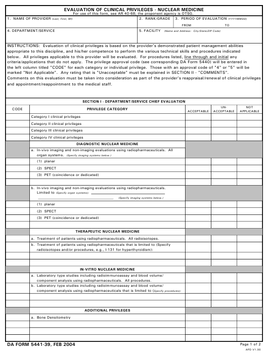 DA Form 5441-39 form preview