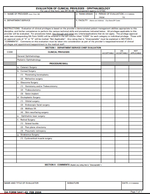 DA Form 5441-43 form preview