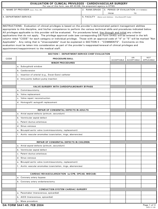 DA Form 5441-45 form preview