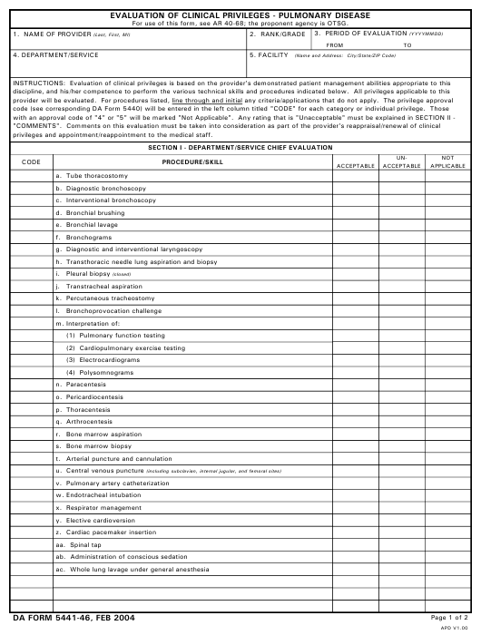 DA Form 5441-46 form preview