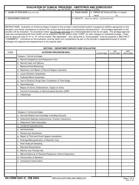DA Form 5441-5 form preview